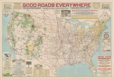 A 1925 touring map of United States highways
